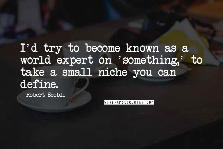 Robert Scoble Quotes: I'd try to become known as a world expert on 'something,' to take a small niche you can define.