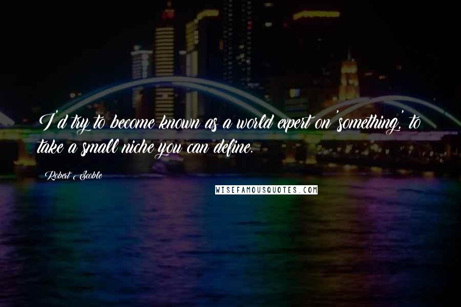 Robert Scoble Quotes: I'd try to become known as a world expert on 'something,' to take a small niche you can define.