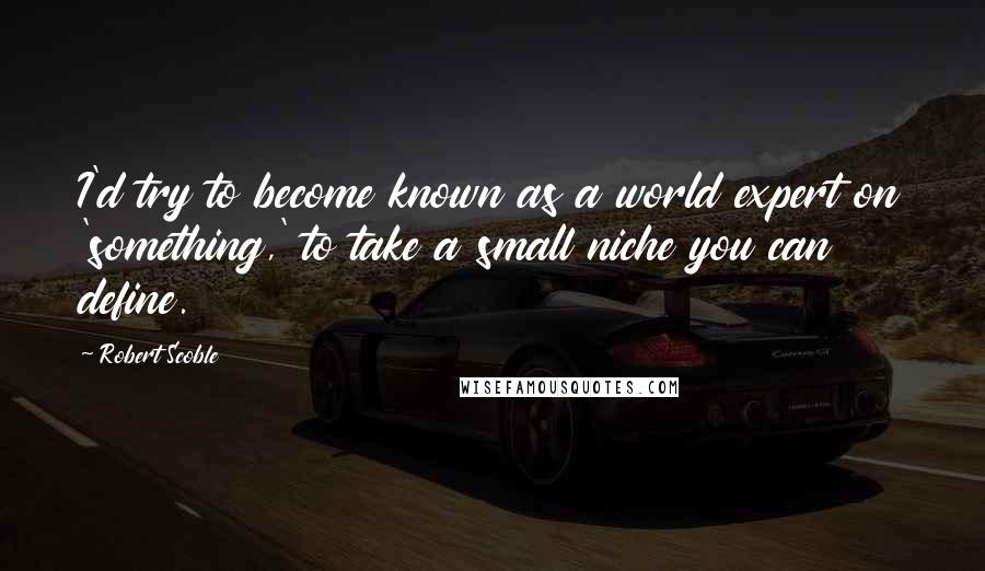 Robert Scoble Quotes: I'd try to become known as a world expert on 'something,' to take a small niche you can define.