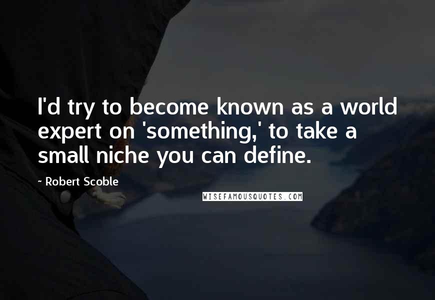 Robert Scoble Quotes: I'd try to become known as a world expert on 'something,' to take a small niche you can define.