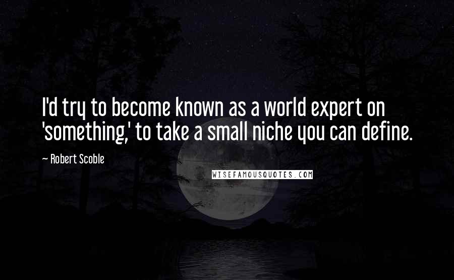 Robert Scoble Quotes: I'd try to become known as a world expert on 'something,' to take a small niche you can define.