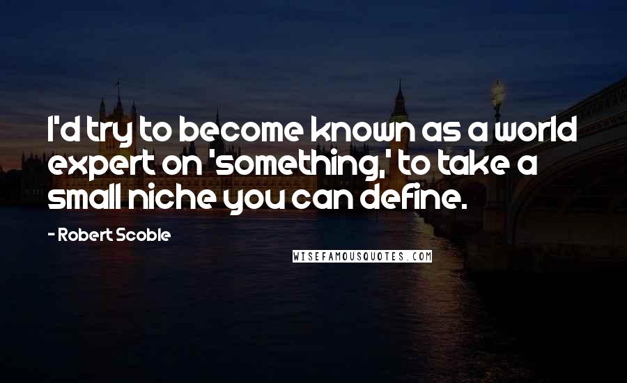 Robert Scoble Quotes: I'd try to become known as a world expert on 'something,' to take a small niche you can define.