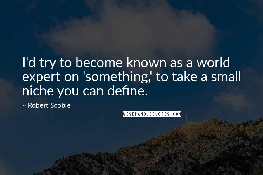 Robert Scoble Quotes: I'd try to become known as a world expert on 'something,' to take a small niche you can define.