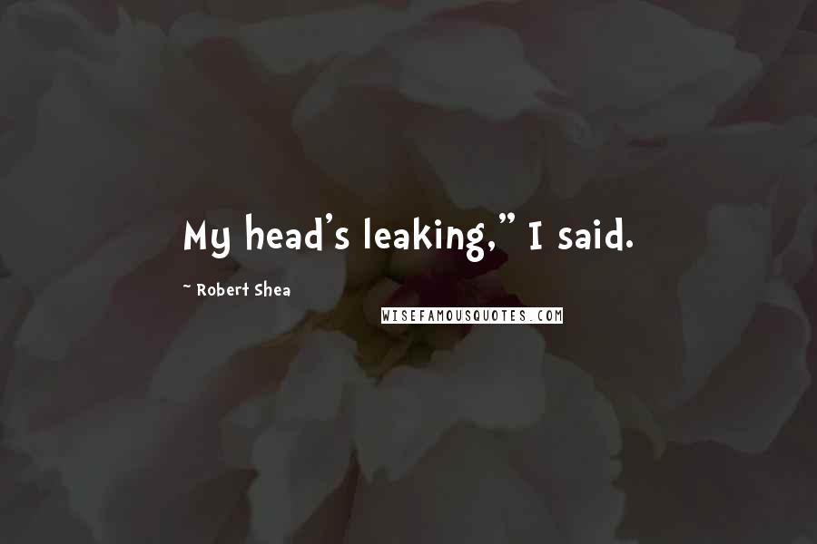 Robert Shea Quotes: My head's leaking," I said.