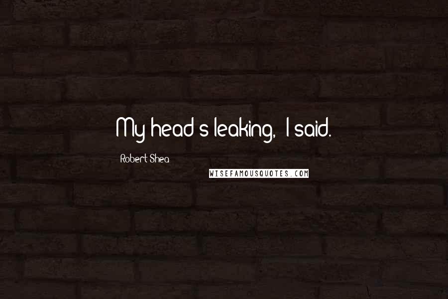 Robert Shea Quotes: My head's leaking," I said.