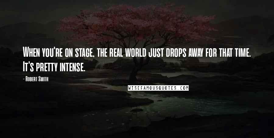 Robert Smith Quotes: When you're on stage, the real world just drops away for that time. It's pretty intense.