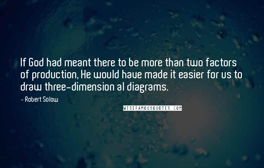 Robert Solow Quotes: If God had meant there to be more than two factors of production, He would have made it easier for us to draw three-dimension al diagrams.