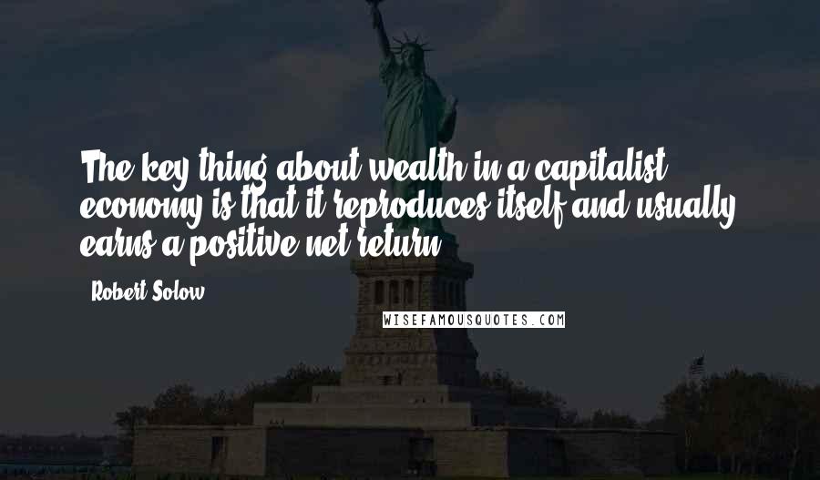 Robert Solow Quotes: The key thing about wealth in a capitalist economy is that it reproduces itself and usually earns a positive net return.