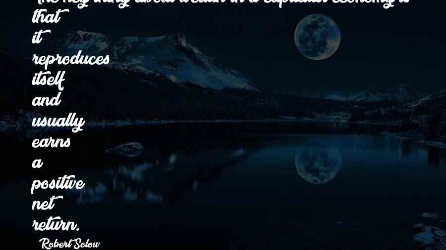 Robert Solow Quotes: The key thing about wealth in a capitalist economy is that it reproduces itself and usually earns a positive net return.