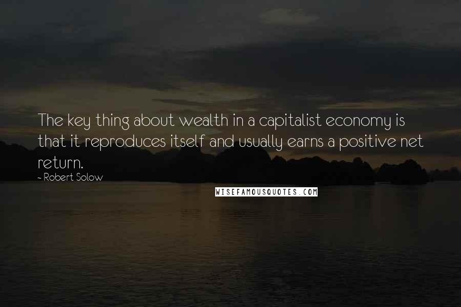 Robert Solow Quotes: The key thing about wealth in a capitalist economy is that it reproduces itself and usually earns a positive net return.