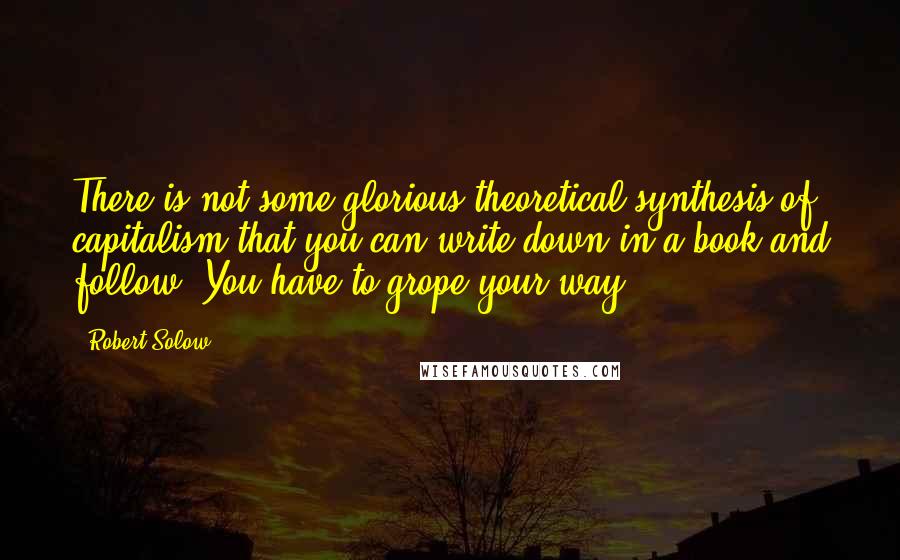 Robert Solow Quotes: There is not some glorious theoretical synthesis of capitalism that you can write down in a book and follow. You have to grope your way