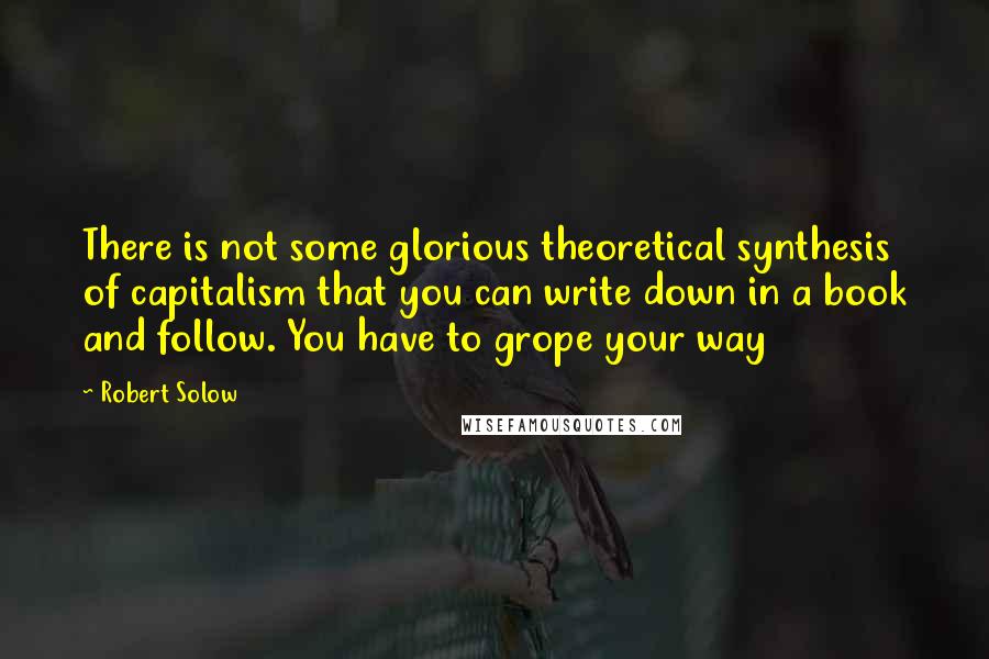 Robert Solow Quotes: There is not some glorious theoretical synthesis of capitalism that you can write down in a book and follow. You have to grope your way