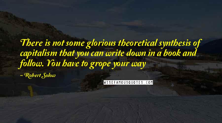 Robert Solow Quotes: There is not some glorious theoretical synthesis of capitalism that you can write down in a book and follow. You have to grope your way