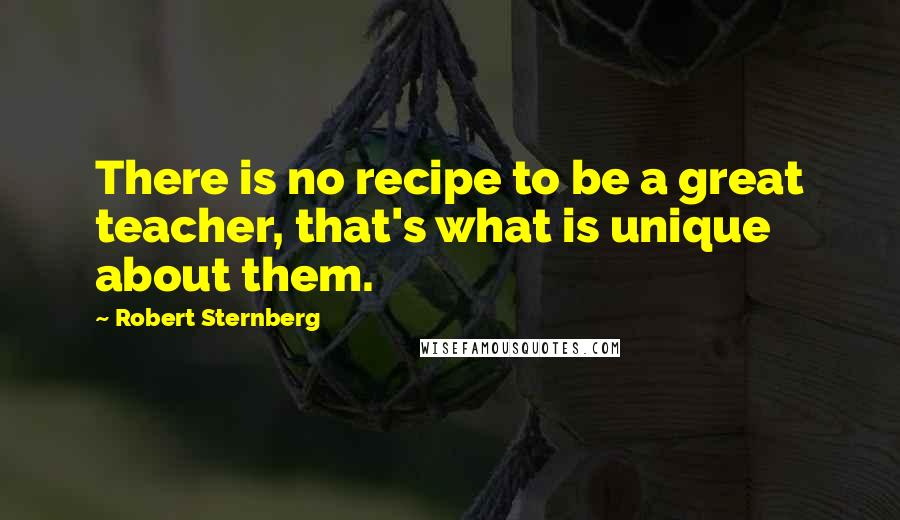 Robert Sternberg Quotes: There is no recipe to be a great teacher, that's what is unique about them.