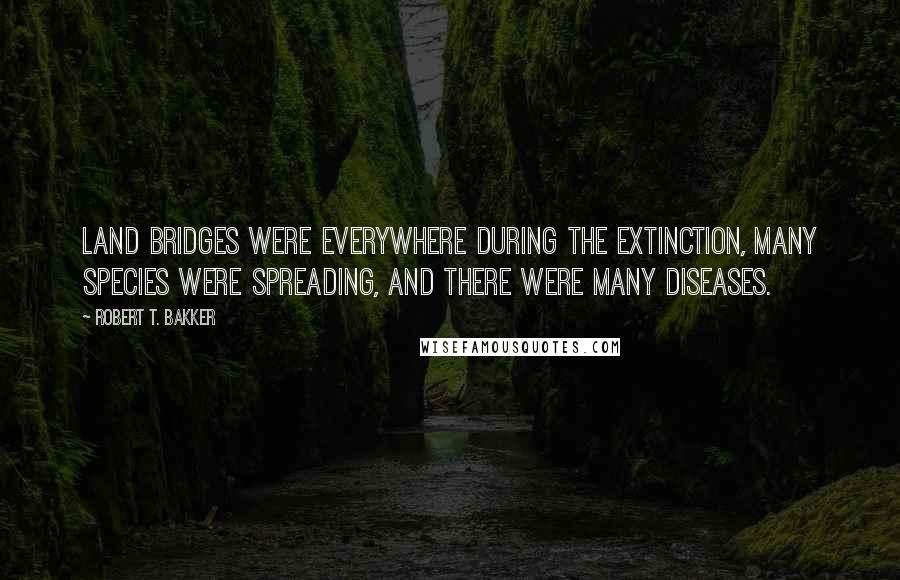 Robert T. Bakker Quotes: Land bridges were everywhere during the extinction, many species were spreading, and there were many diseases.