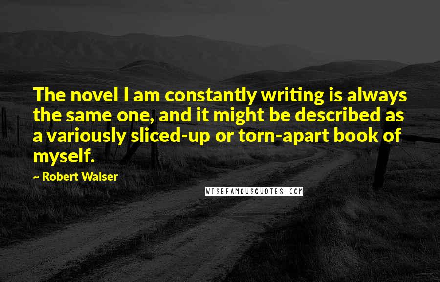 Robert Walser Quotes: The novel I am constantly writing is always the same one, and it might be described as a variously sliced-up or torn-apart book of myself.