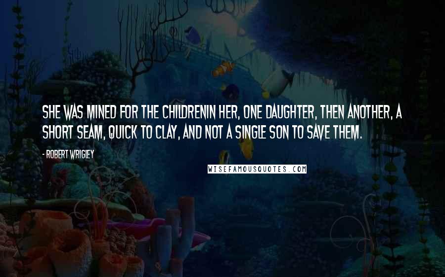 Robert Wrigley Quotes: She was mined for the childrenin her, one daughter, then another, a short seam, quick to clay, and not a single son to save them.