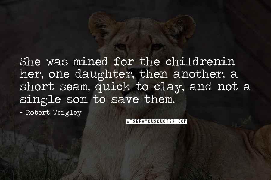 Robert Wrigley Quotes: She was mined for the childrenin her, one daughter, then another, a short seam, quick to clay, and not a single son to save them.