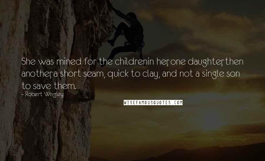 Robert Wrigley Quotes: She was mined for the childrenin her, one daughter, then another, a short seam, quick to clay, and not a single son to save them.