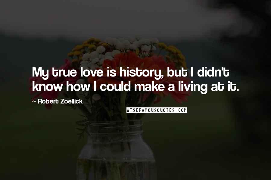 Robert Zoellick Quotes: My true love is history, but I didn't know how I could make a living at it.