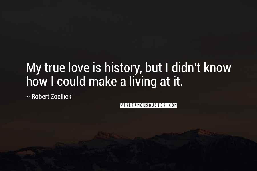 Robert Zoellick Quotes: My true love is history, but I didn't know how I could make a living at it.