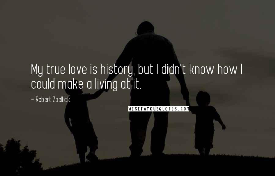 Robert Zoellick Quotes: My true love is history, but I didn't know how I could make a living at it.