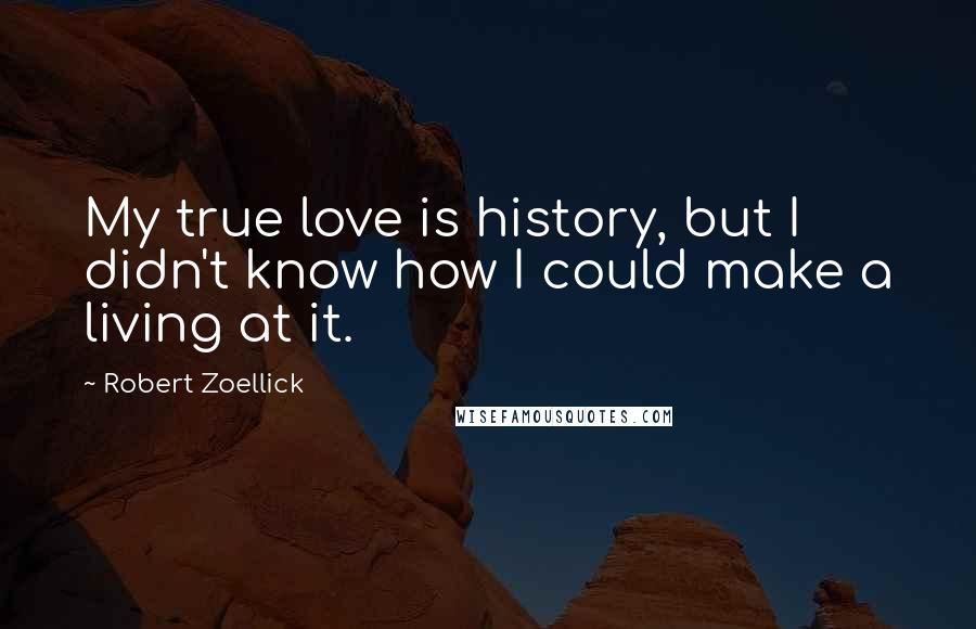 Robert Zoellick Quotes: My true love is history, but I didn't know how I could make a living at it.