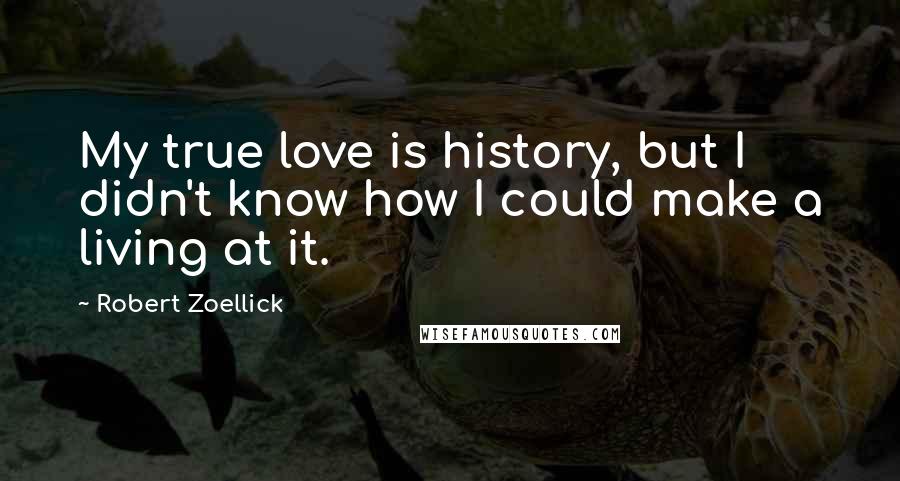 Robert Zoellick Quotes: My true love is history, but I didn't know how I could make a living at it.