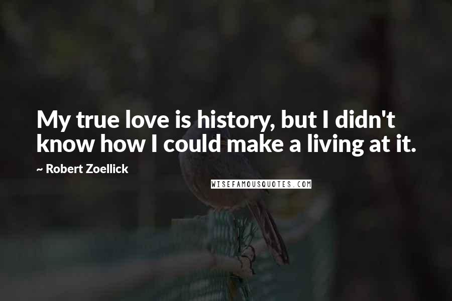 Robert Zoellick Quotes: My true love is history, but I didn't know how I could make a living at it.