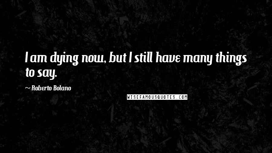 Roberto Bolano Quotes: I am dying now, but I still have many things to say.