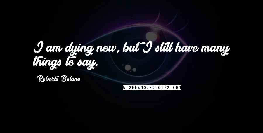 Roberto Bolano Quotes: I am dying now, but I still have many things to say.