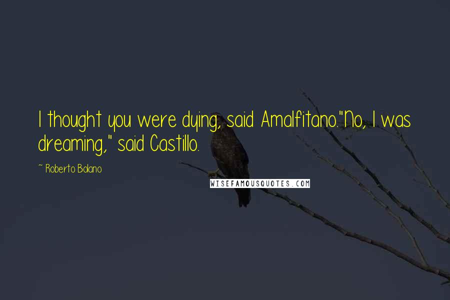 Roberto Bolano Quotes: I thought you were dying, said Amalfitano."No, I was dreaming," said Castillo.