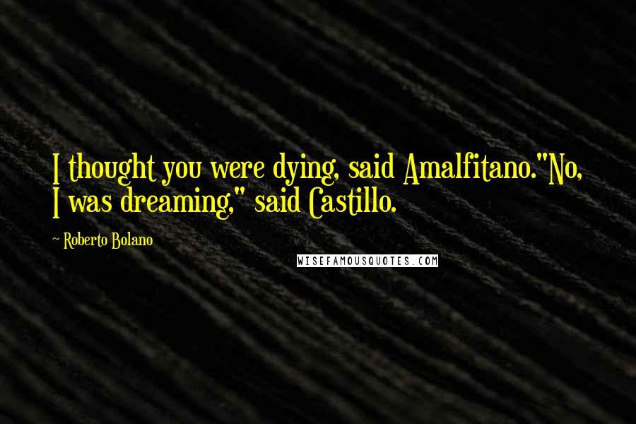 Roberto Bolano Quotes: I thought you were dying, said Amalfitano."No, I was dreaming," said Castillo.