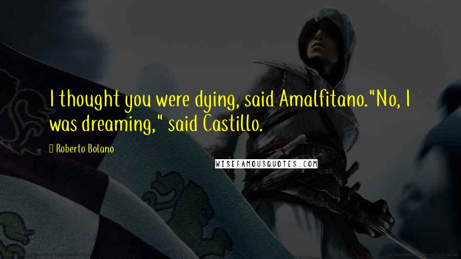 Roberto Bolano Quotes: I thought you were dying, said Amalfitano."No, I was dreaming," said Castillo.