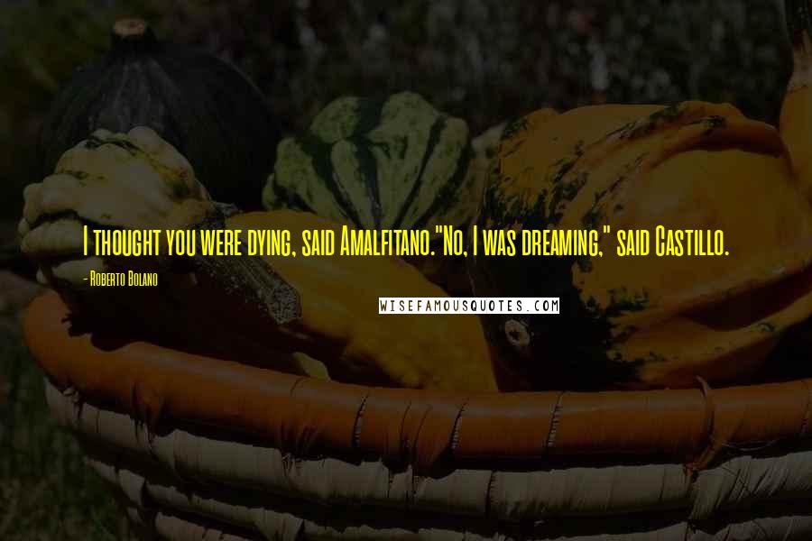 Roberto Bolano Quotes: I thought you were dying, said Amalfitano."No, I was dreaming," said Castillo.