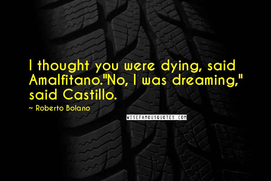 Roberto Bolano Quotes: I thought you were dying, said Amalfitano."No, I was dreaming," said Castillo.