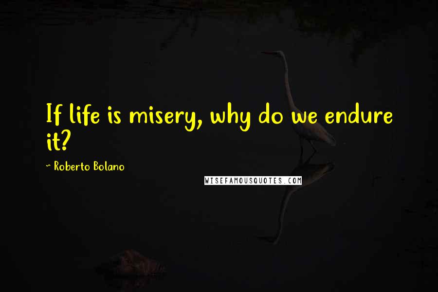 Roberto Bolano Quotes: If life is misery, why do we endure it?