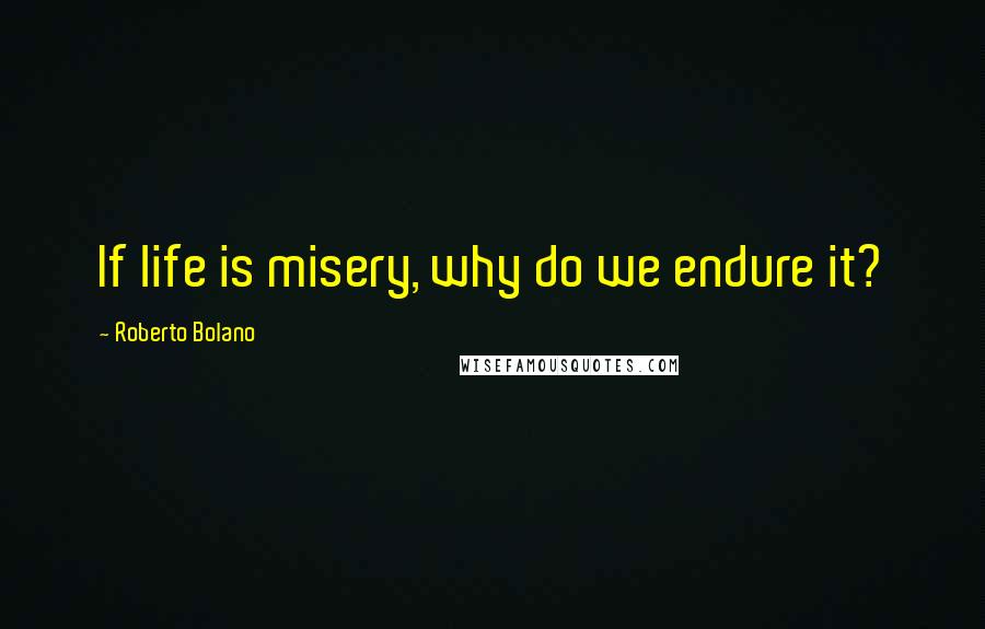 Roberto Bolano Quotes: If life is misery, why do we endure it?