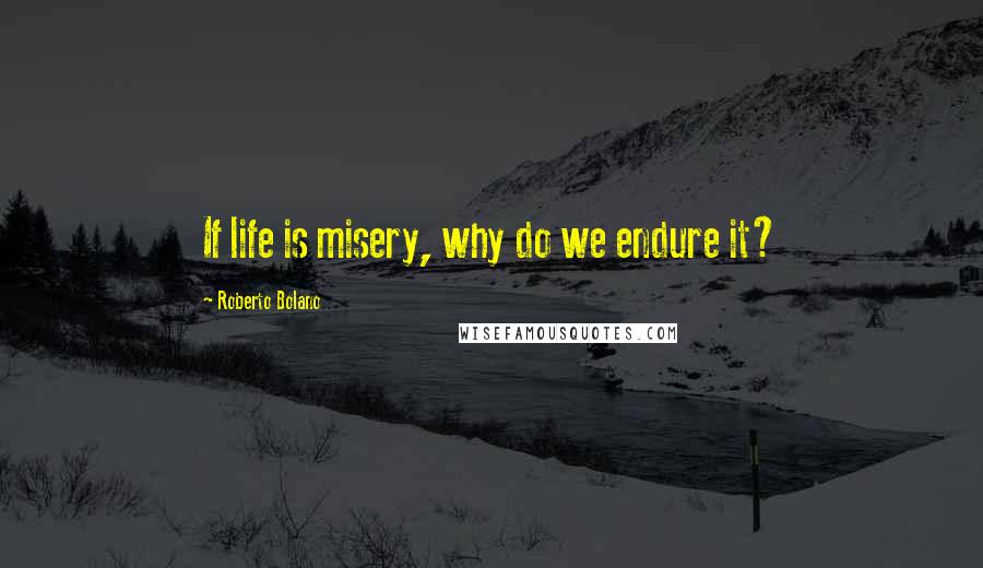 Roberto Bolano Quotes: If life is misery, why do we endure it?