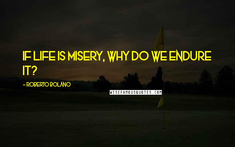 Roberto Bolano Quotes: If life is misery, why do we endure it?