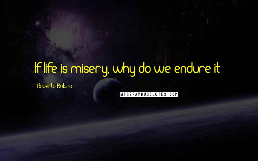 Roberto Bolano Quotes: If life is misery, why do we endure it?