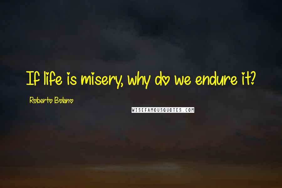 Roberto Bolano Quotes: If life is misery, why do we endure it?