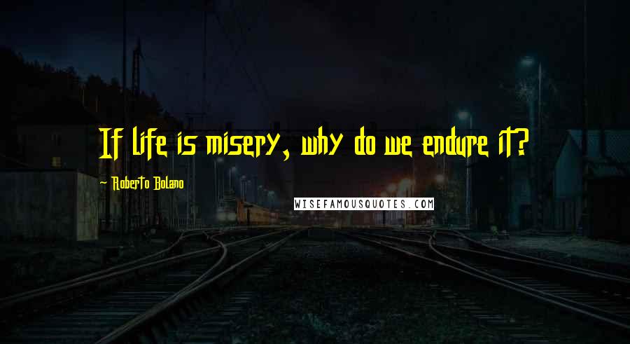 Roberto Bolano Quotes: If life is misery, why do we endure it?