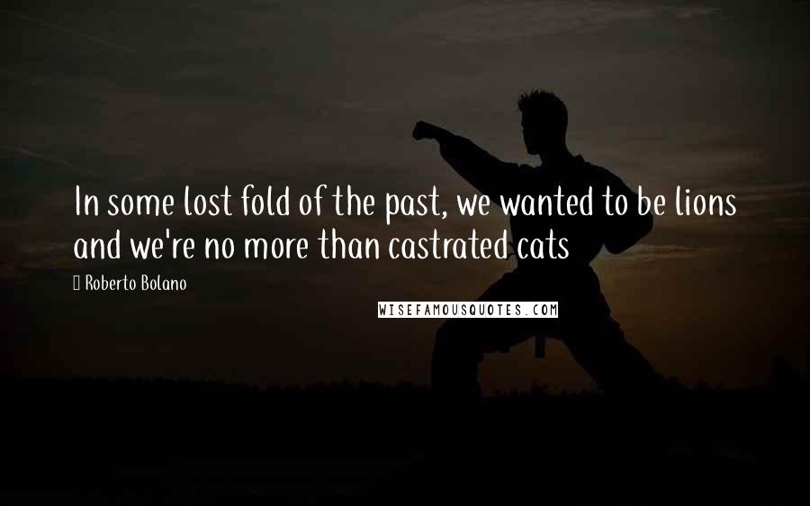 Roberto Bolano Quotes: In some lost fold of the past, we wanted to be lions and we're no more than castrated cats