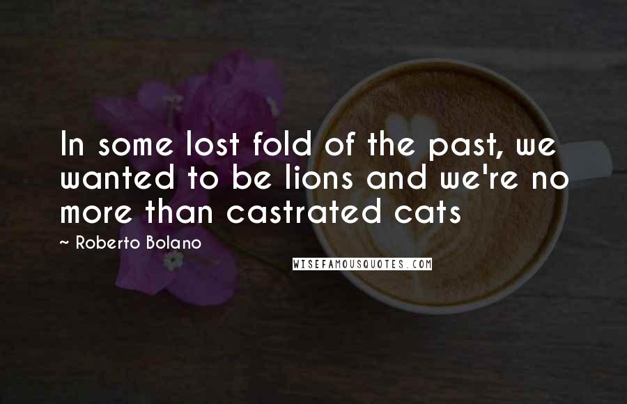 Roberto Bolano Quotes: In some lost fold of the past, we wanted to be lions and we're no more than castrated cats