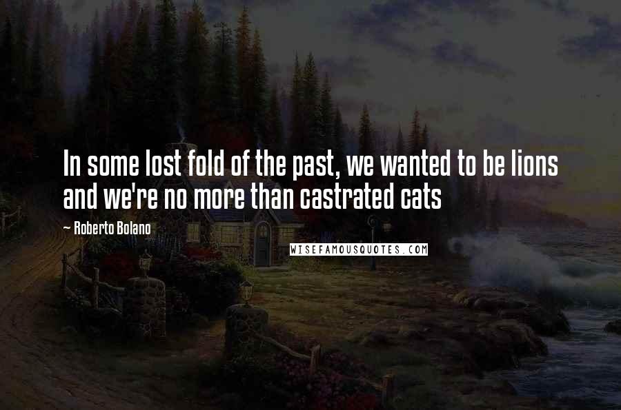 Roberto Bolano Quotes: In some lost fold of the past, we wanted to be lions and we're no more than castrated cats