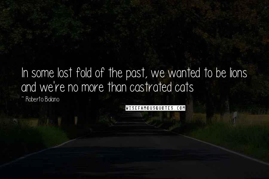 Roberto Bolano Quotes: In some lost fold of the past, we wanted to be lions and we're no more than castrated cats