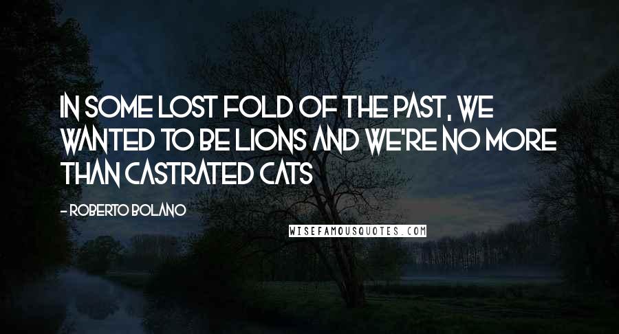 Roberto Bolano Quotes: In some lost fold of the past, we wanted to be lions and we're no more than castrated cats