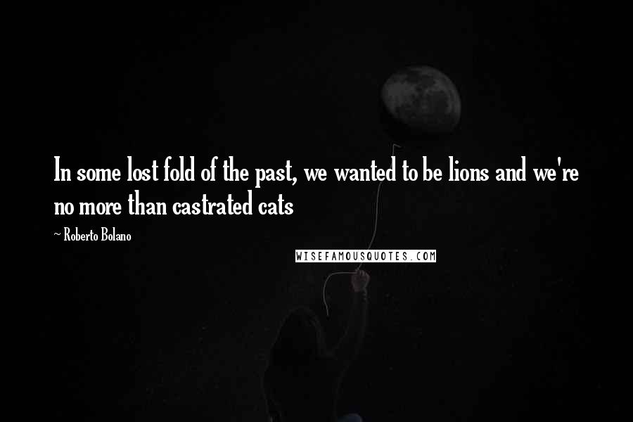 Roberto Bolano Quotes: In some lost fold of the past, we wanted to be lions and we're no more than castrated cats