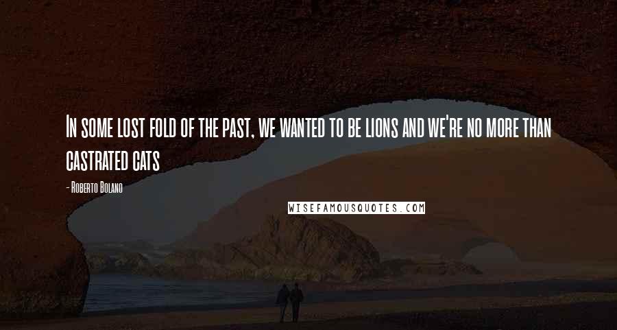 Roberto Bolano Quotes: In some lost fold of the past, we wanted to be lions and we're no more than castrated cats